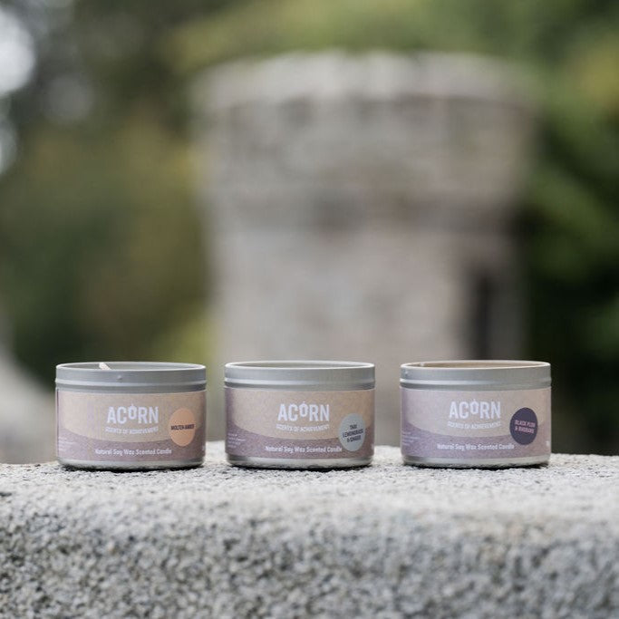 molten amber soy wax candle tin