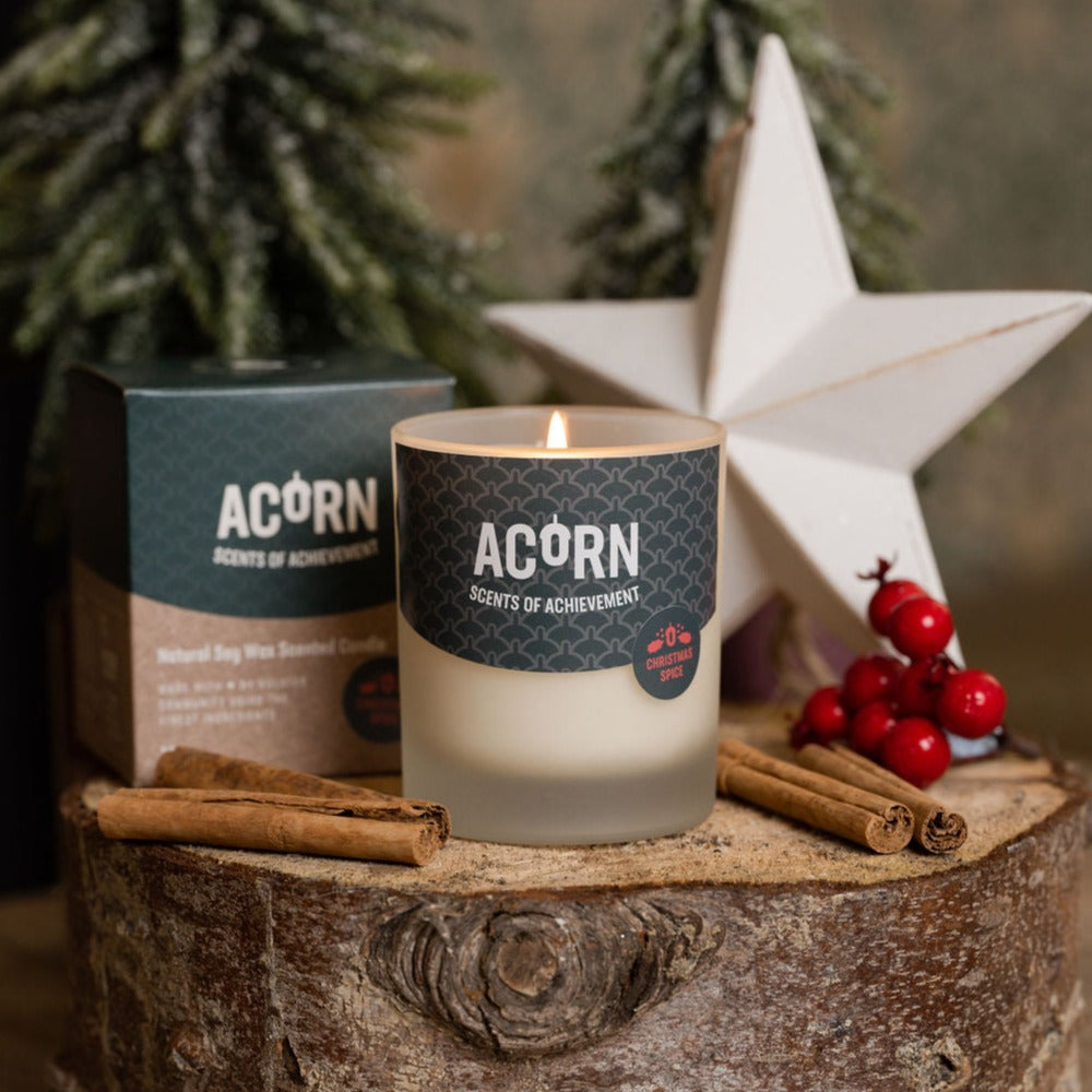Christmas spice scented candle in jar