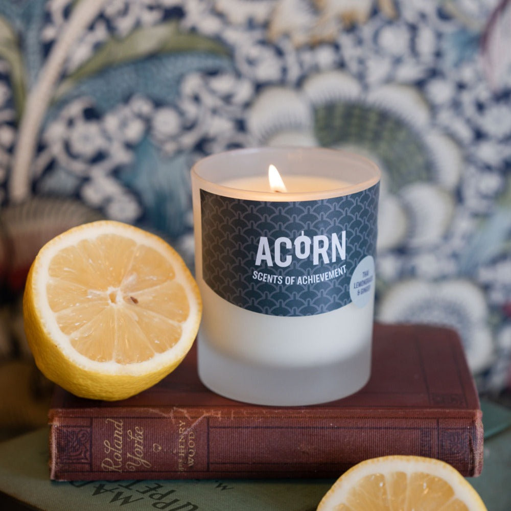 Thai Lemongrass and Ginger scented soy wax candle in a jar